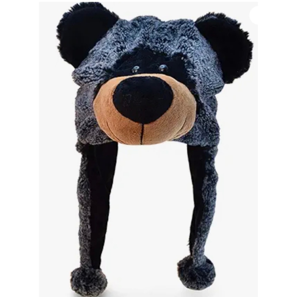 NWT Fuzzy Bear Plush Hat Fleece Winter Ear Flap Kids Teens Adults One Size New